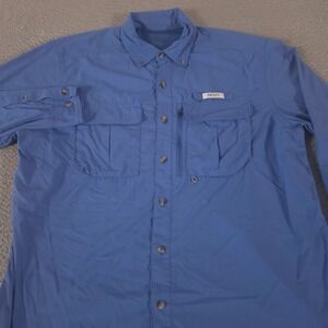 Guide Series Shirt Mens XL Blue Long-Sleeve Vented Fishing Roll Tab Utility